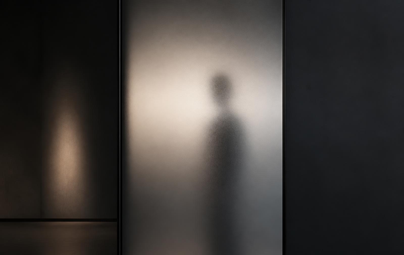 Mat gezandstraald glaspaneel met diffuus licht